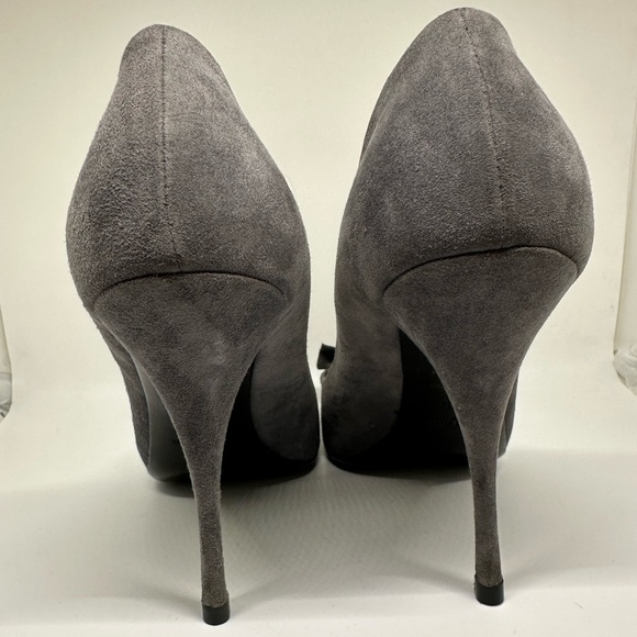 Miu Miu Grey Suede Peep Tow Bow Stiletto‎ Heels size 10.5 (40.5) EUC! 😍 - Picture 3 of 14